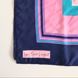 YSL Vintage 1960’s Silk Square Scarf Pink Blue